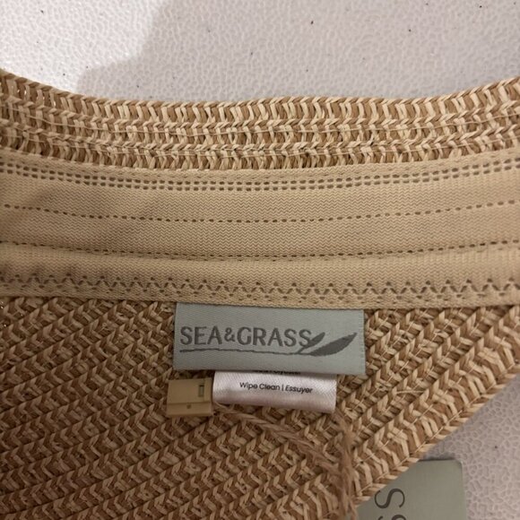 Sea & Grass Straw Visor With Ribbon Tie Navy Blue Nautical Beachy Hat - Picture 5 of 8